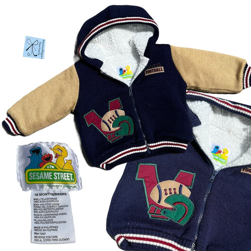 Sesame Street Varsity Football Jacket Baby Sz 18 Months